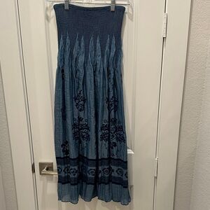 Lapis Blue Floral Maxi Skirt